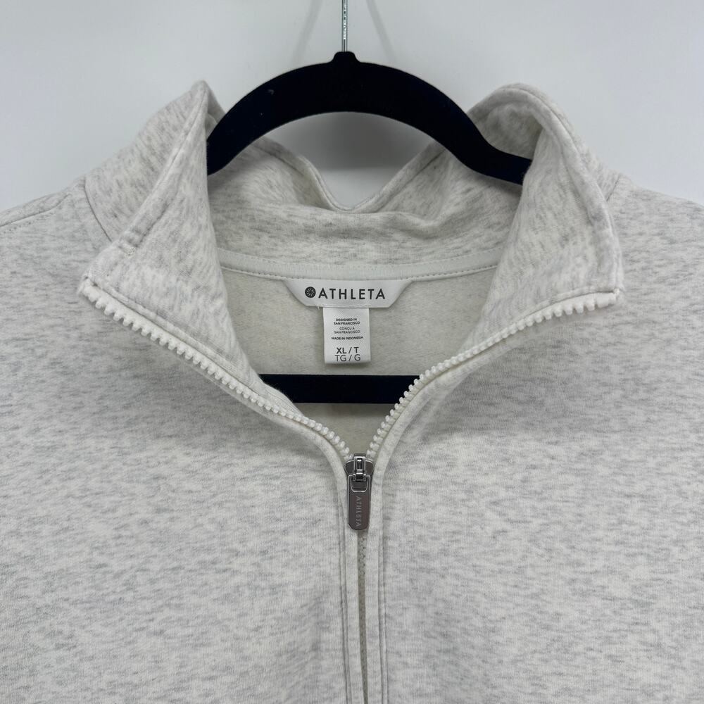 Athleta Forever Fleece ¼ Zip Sweatshirt NWT XL Heather Gray Athleisure Sporty - Picture 3 of 7